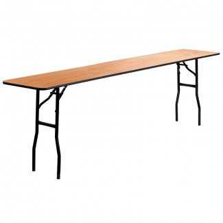 18'' x 96'' Wood Folding Table With Clear Coated Top
